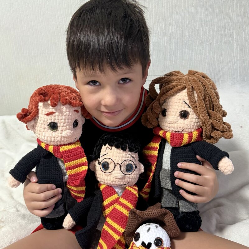 Harry Potter, Hermione Granger, Ron Weasley and Hedwig